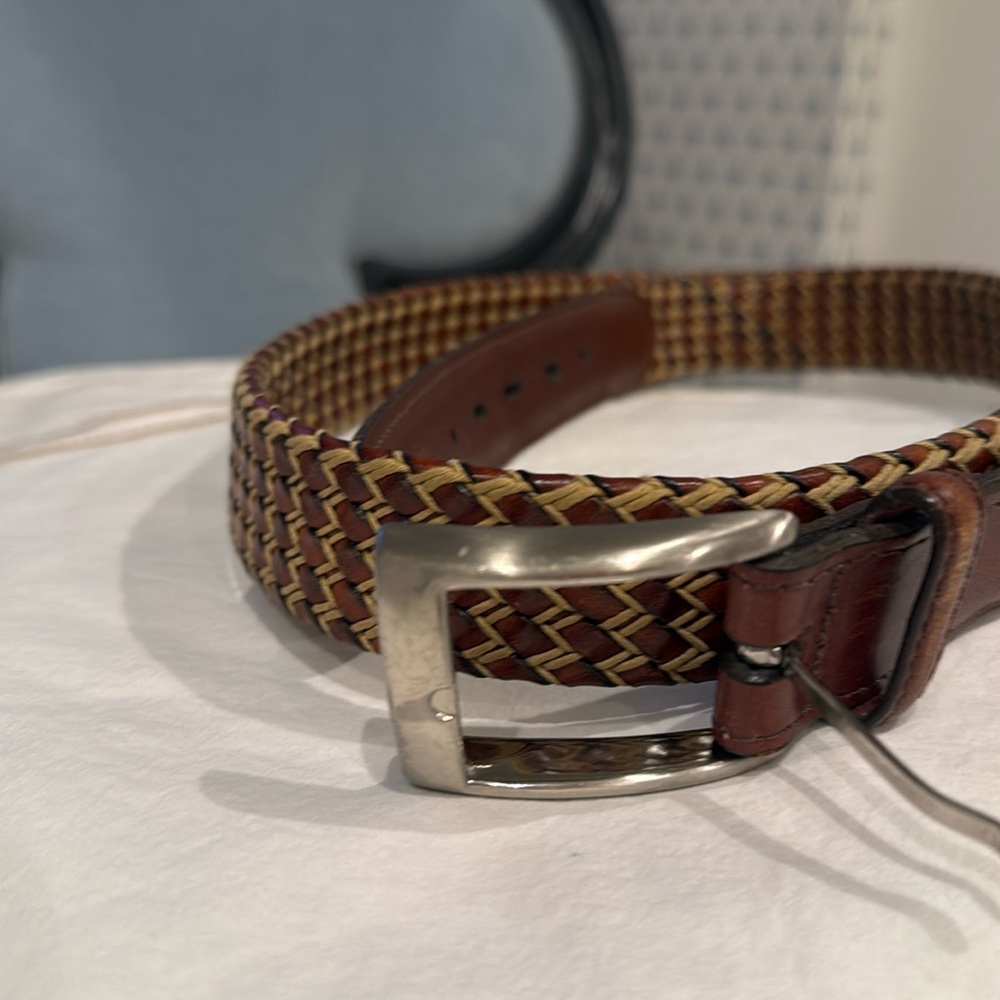 men’s brown braided leatherr belt